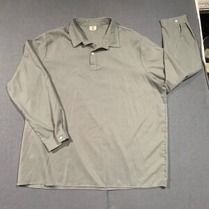 Aloha Mens 4XL Sage Green Long Sleeve Polo Pullover Shirt Big and Tall NWOT